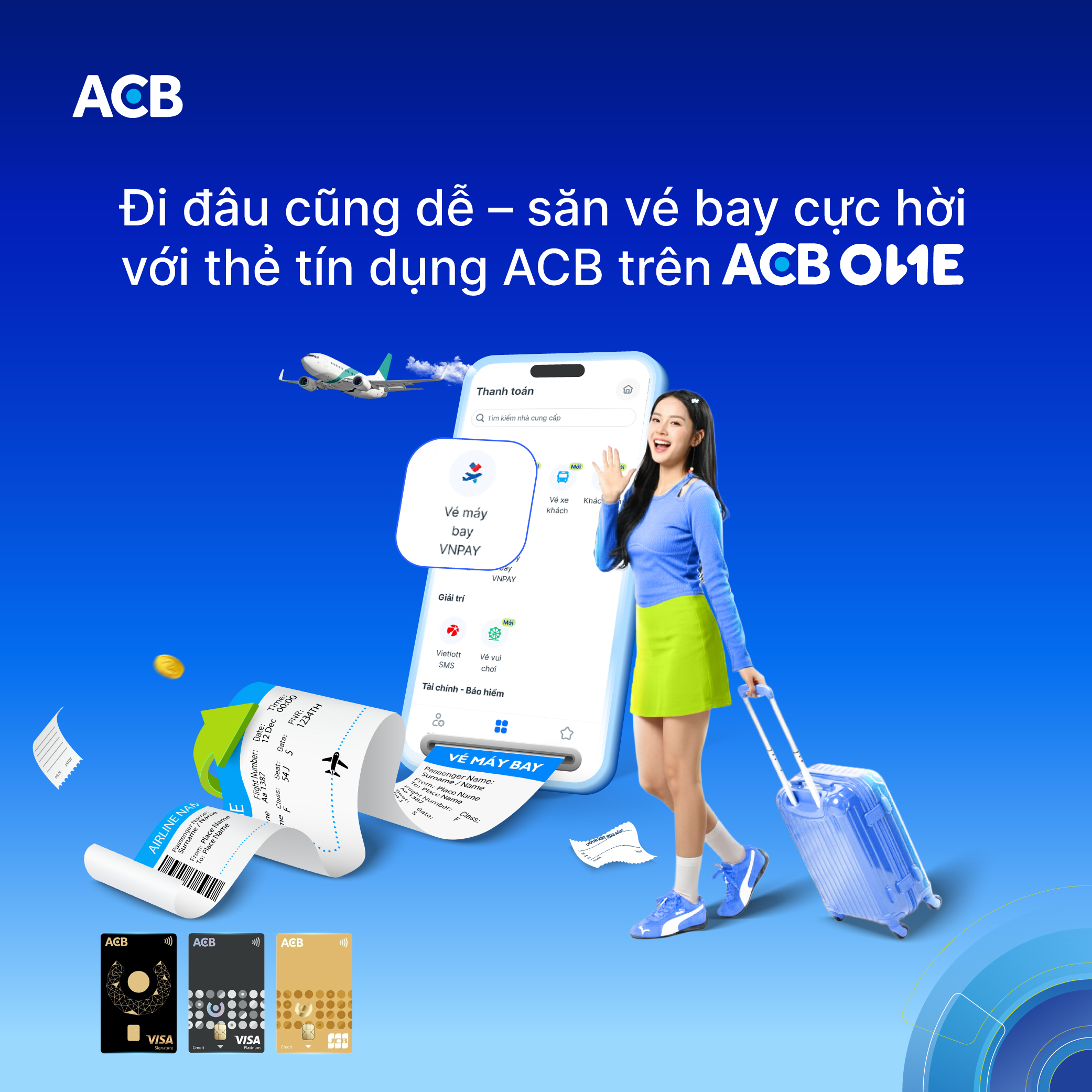 Mua vé máy bay (VNPAY) bằng thẻ tín dụng ACB trên ACB ONE