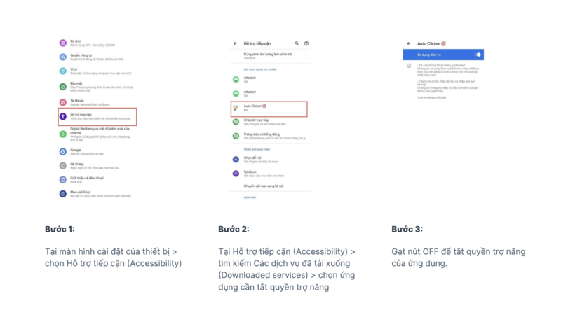 Cách tắt quyền trợ năng accessibility trên điện thoại Google