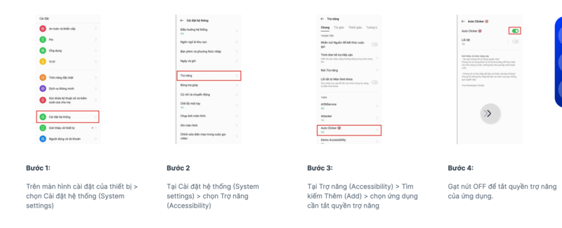 Cách tắt quyền trợ năng accessibility trên điện thoại Oppo