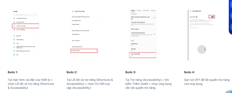 Cách tắt quyền trợ năng accessibility trên điện thoại vivo