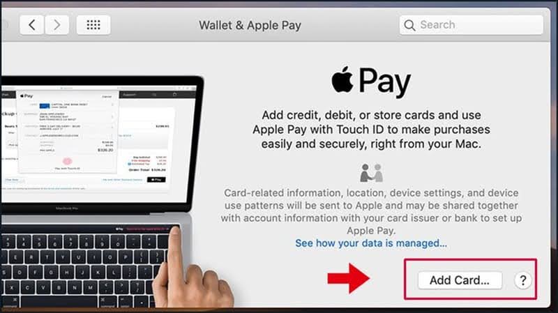 Thêm thẻ vào ví điện tử Apple trên MacBook nhanh chóng