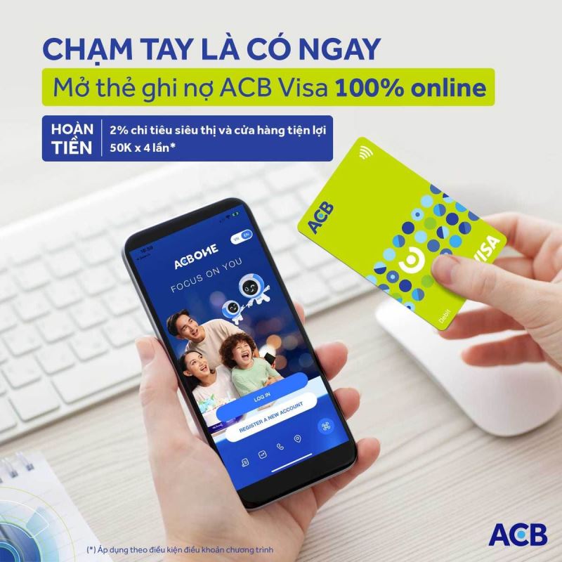 ACB cho phép bạn mở thẻ ATM online qua ứng dụng ACB ONE