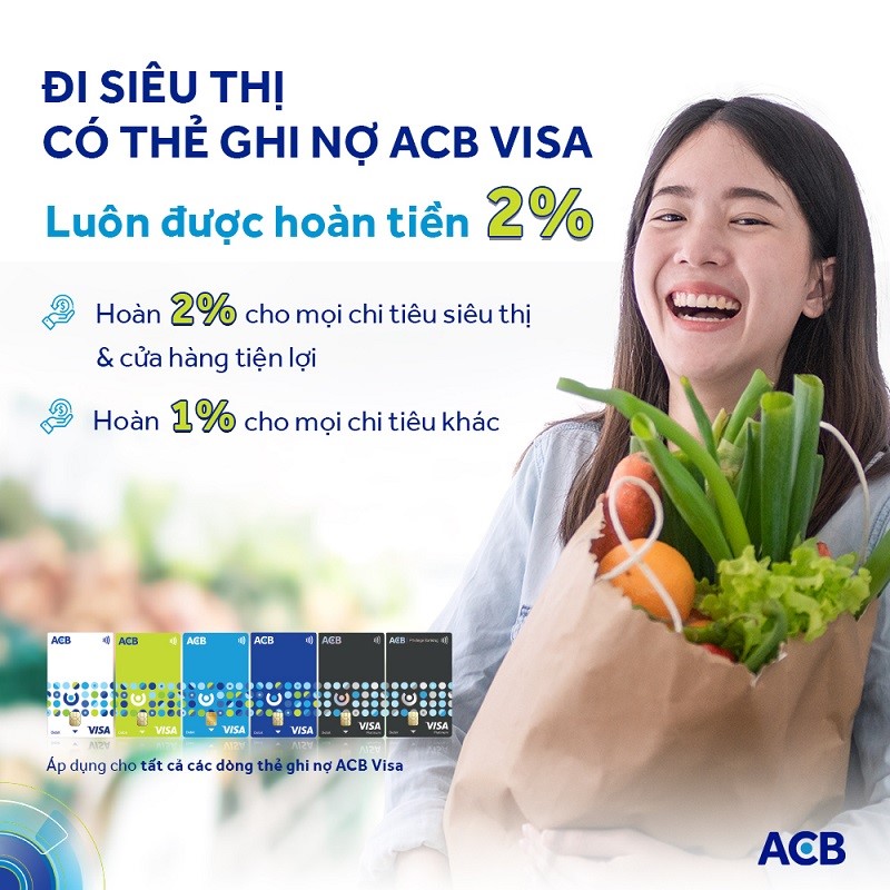 Mua sắm, tiêu dùng an toàn, tiện lợi cùng với các loại thẻ ghi nợ ACB Visa